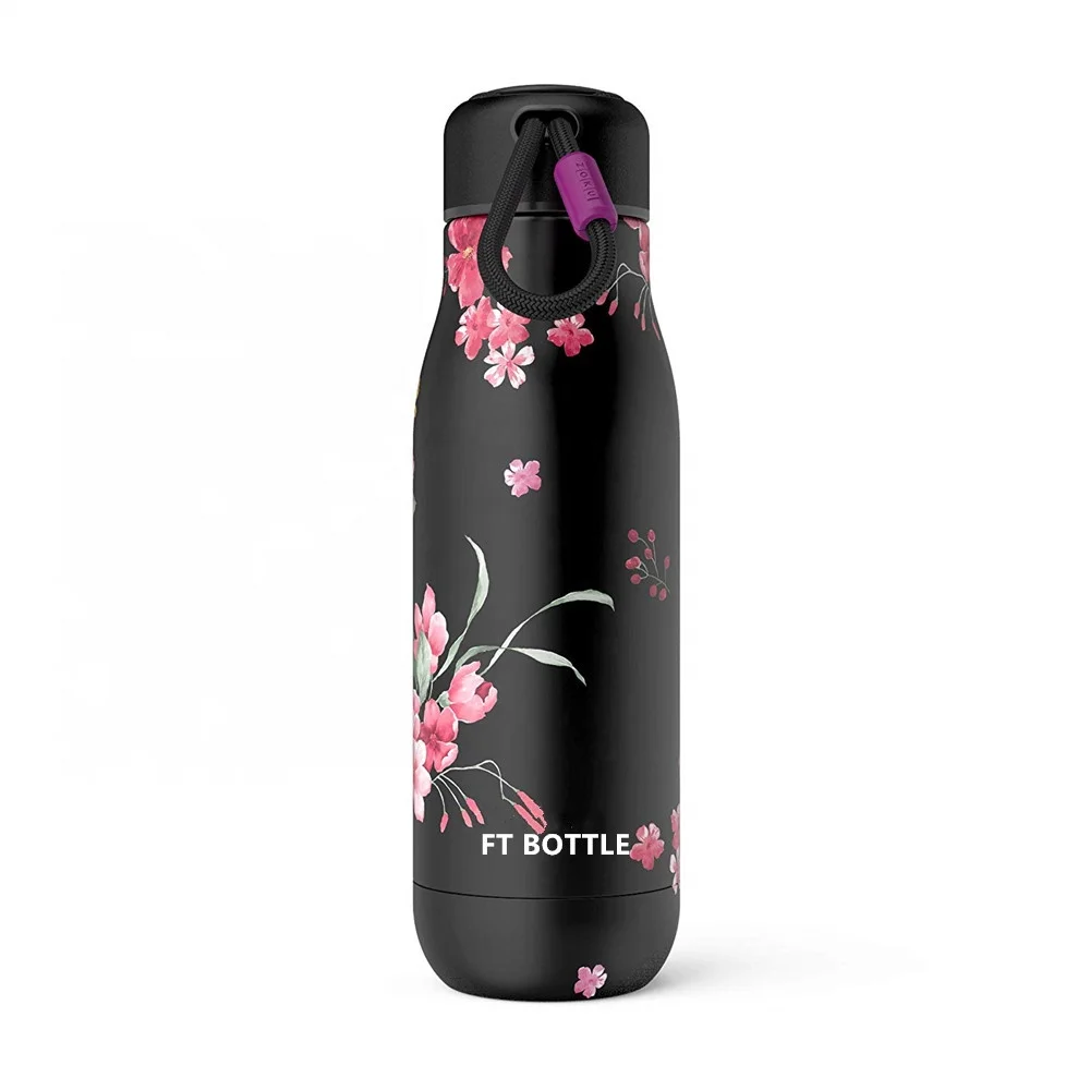 Leak-Proof & Spill Proof 18oz Double-Walled Vacuum Insulated Sports Flask Stainless Steel Water Bottle with Large Mouth Opening