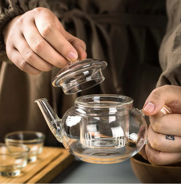 Teapot with Infuser Set  Borosilicate Glass Teapots Kettle with Tea Strainer or Filter for Iced Tea Brewing