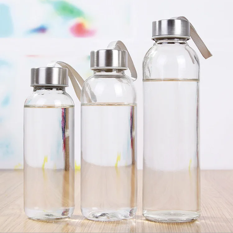 Clear Glass Water Bottles With Cover Glass Cup Juice Bottles