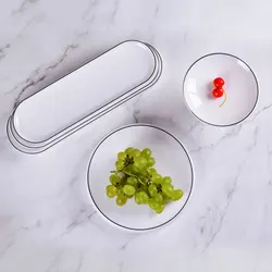 Wholesale  selling white with black line melamine serving salad bowls