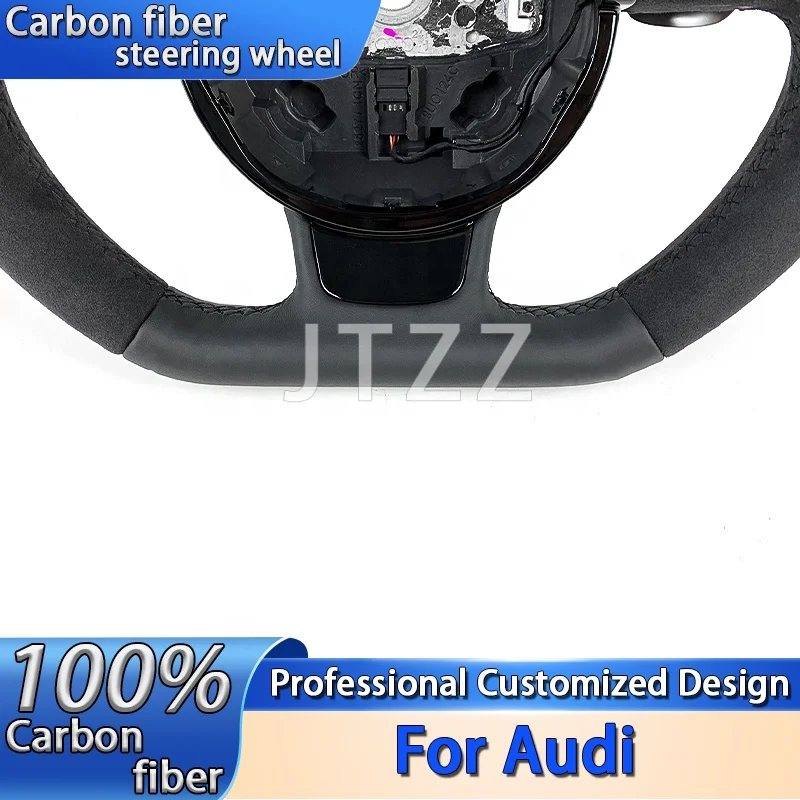 For Audi 2017-2021 RS3 RS4 RS5 A3 A4 A5 S3 S4 S5 Black genuine leather Alcantara suede steering wheel Car interior accessories