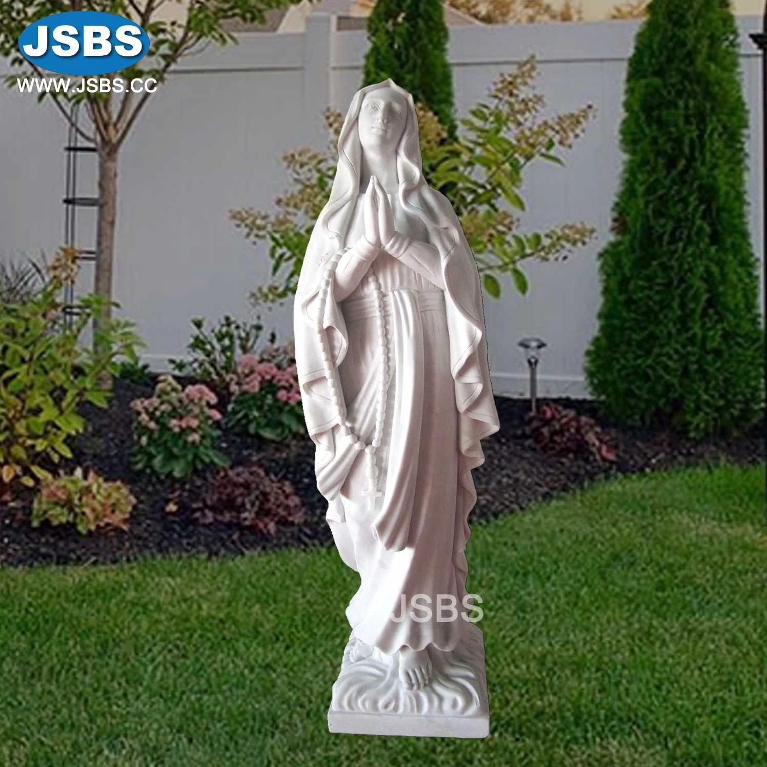 Stone Carved White Marble Life-Size Religious Virgin Mary Statue Maria Sculpture