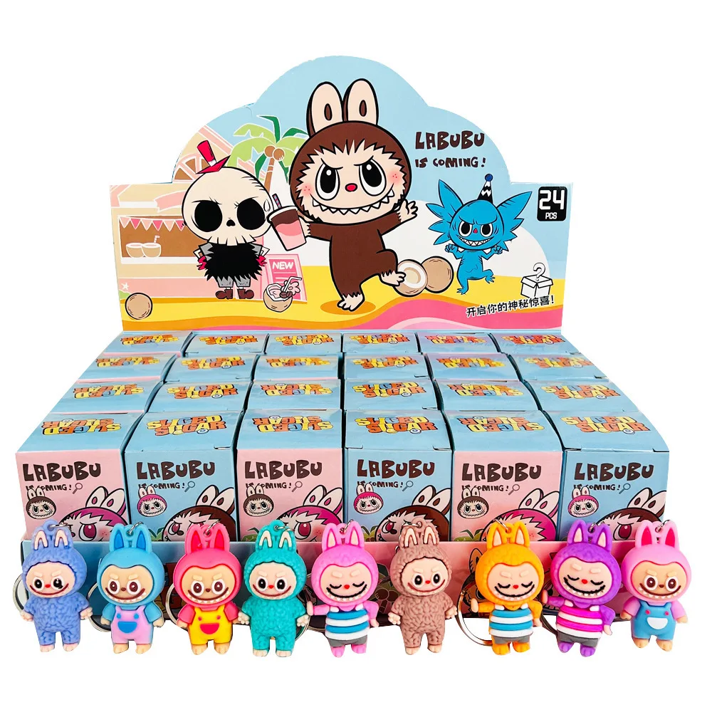 24pc/box Labubu Blind Set Figure Doll diy accessories desktop kitchenware creative keychain pendant wholesale toys blind bags