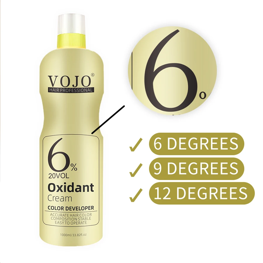VOJO Wholesale OEM ODM 1000ml Hair Developer 6% 9% 12% Hair Peroxide Cream for Hair Color
