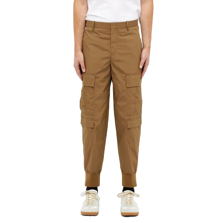 
Khaki Cargo Pants Men Military 2 Front Pockets Custom Elasticated Cuffs 