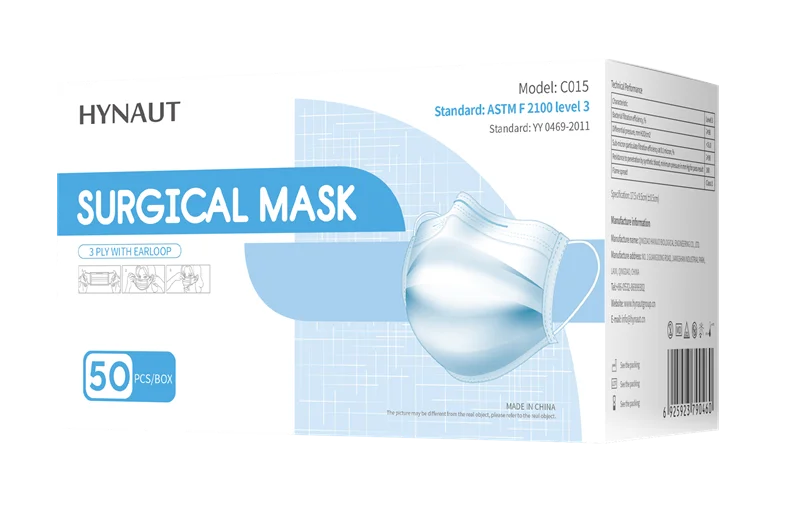 Disposable surgical face mask 510K ASTMF2100 level 3