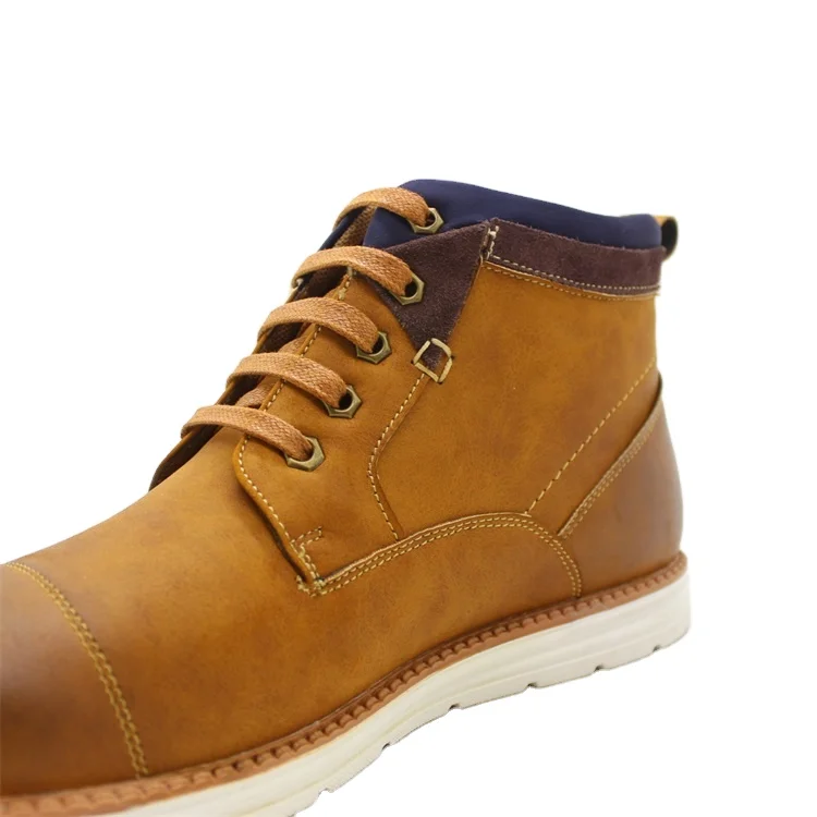china factory high top men pu ankle boots lace up mens boots