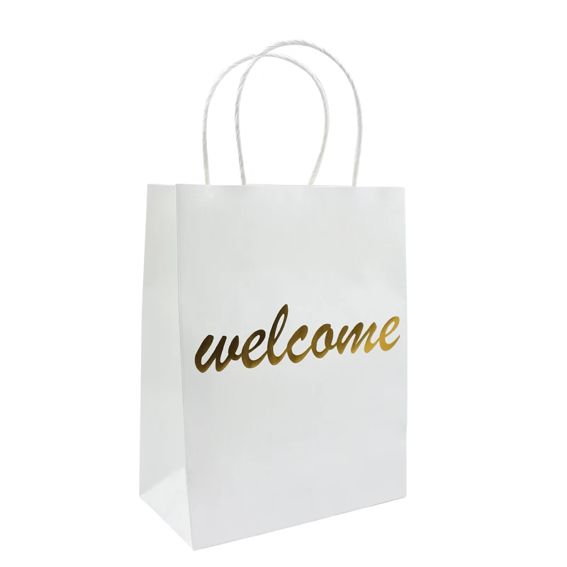 China Supplier Cheap New Gold Stamp Shopping Kraft Bags Twisted Paper Bag Handle