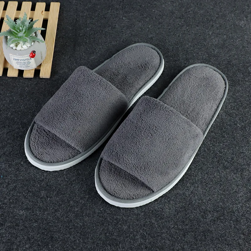 Wholesale of disposable slippers for hotels, homestays, and hotels with thickened coral velvet open end slippers for guests