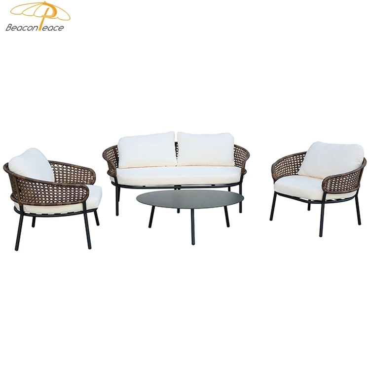 Home and Garden Wicker Rattan Furniture Patio Rattan Sofa Set Outdoor Deep Seating Rattan Sofa Modern Tuin Set Aluminium