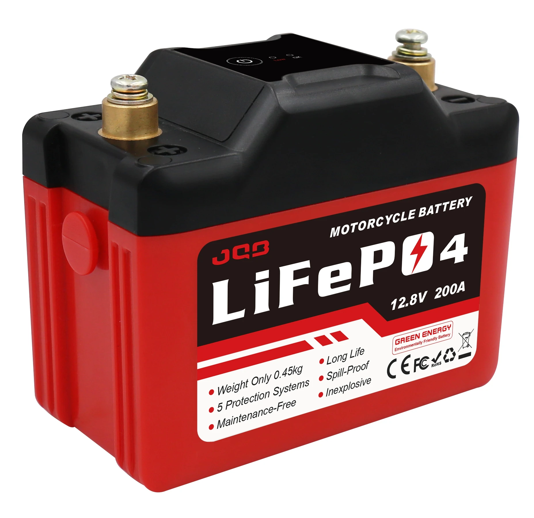 Super Safe Mini Lithium-ion Motorcycle Batteries 12.8V 2Ah LiFePo4 Batteries