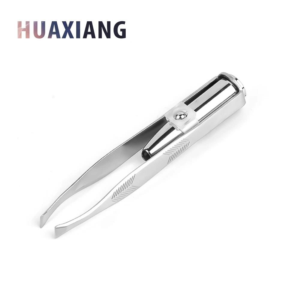 LED Spot Light  Slanted Eyebrow Tweezers for Facial Hairs Removal
