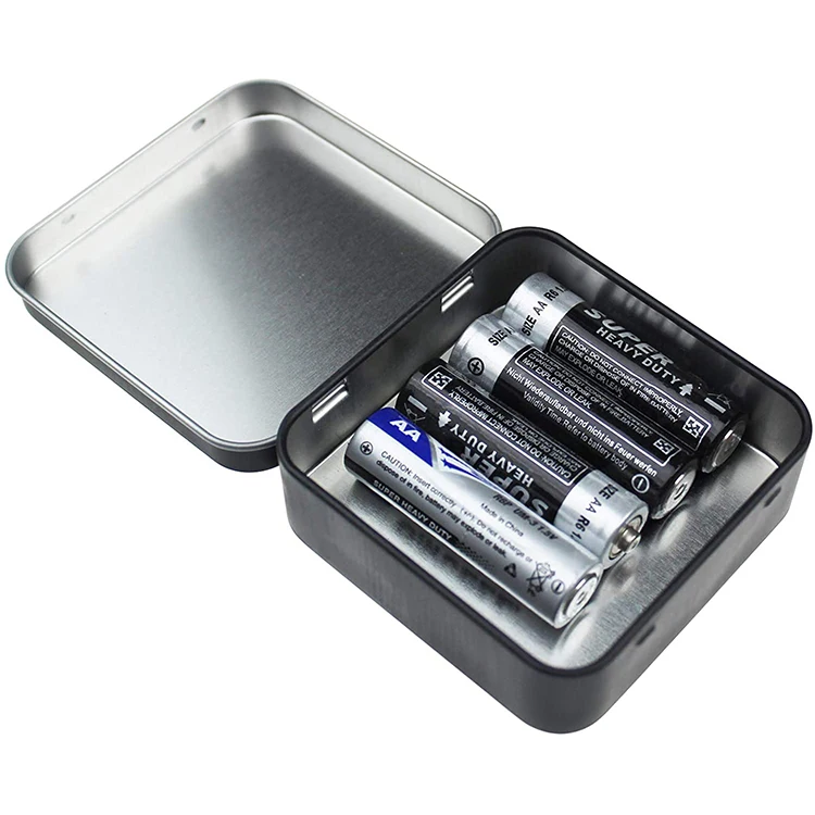 Wholesale Black Small Metal Box Hinged Jewelry Condoms Storage Flat Square Tin