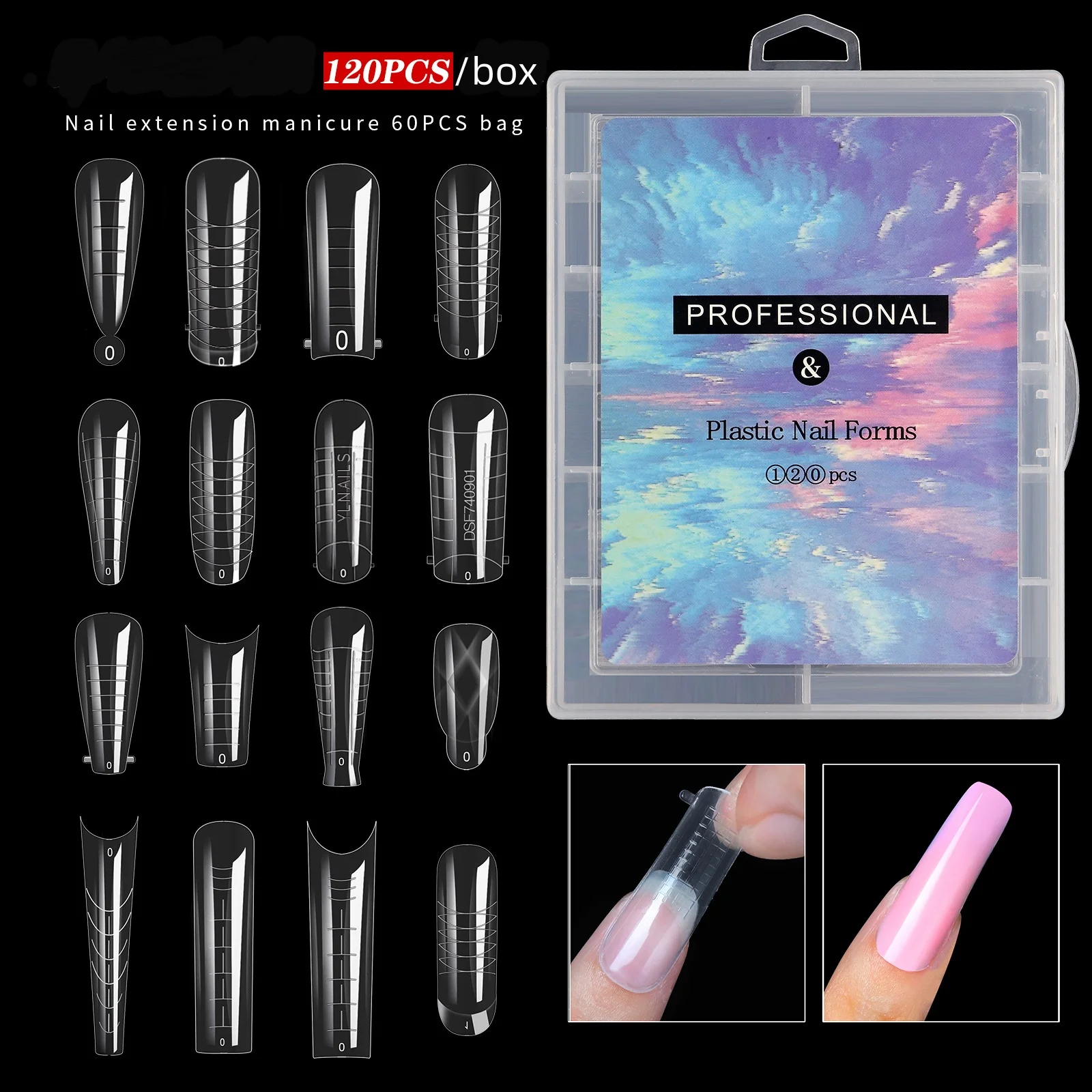 Nail Tips Quick Building Extension Mold Finger Gel False Nail Acrylic Stiletto Upper Plastic Nail Form For Poly Gel Extension