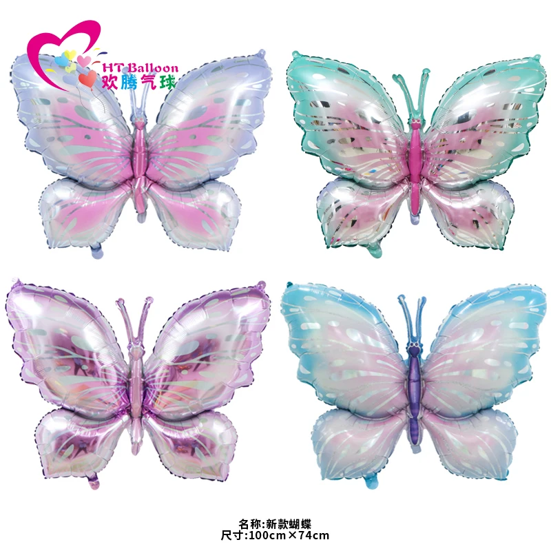 Flower shaped butterfly balloons, colorful insect animal aluminum foil balloons, birthday themed party balloons