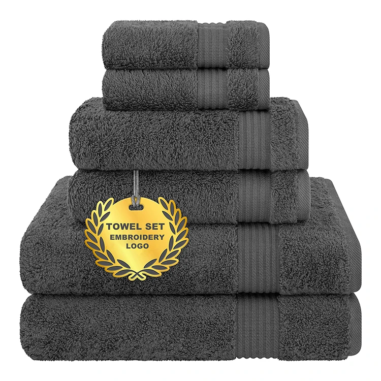 Microfiber Face Hand Towel 100% Turkish Cotton Soft Absorbent Towels Washcloths Gray Bath Towel Set for Bathroom