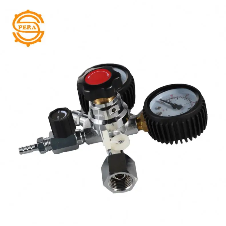 CGA320,W21.8,G5/8' CO2 regulator dual gauge beer barrel pressure reducing valve