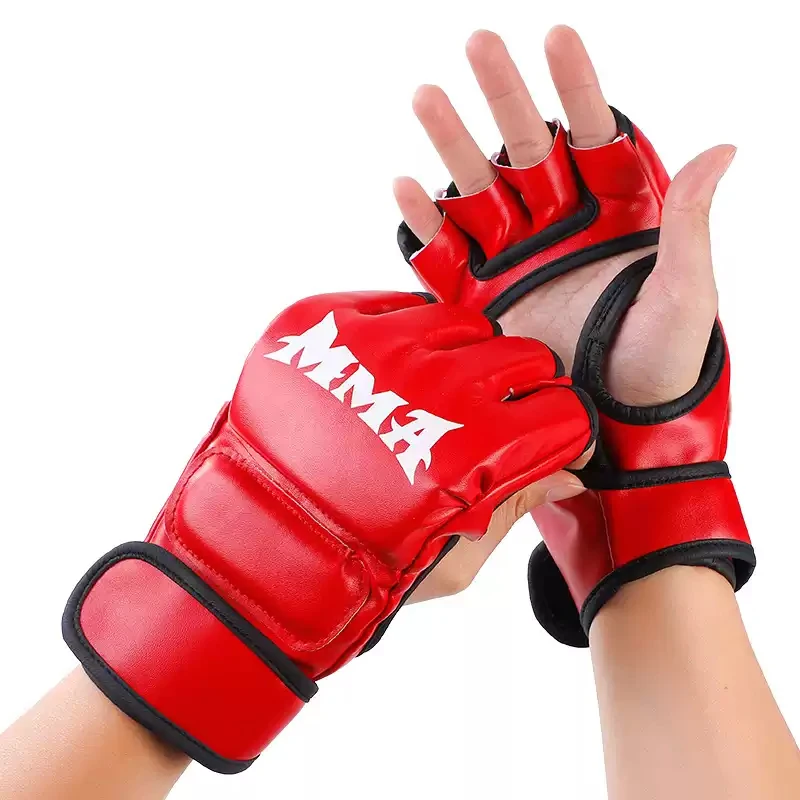 Factory cheap sale black short finger boxing gloves durable sandbag half finger gloves