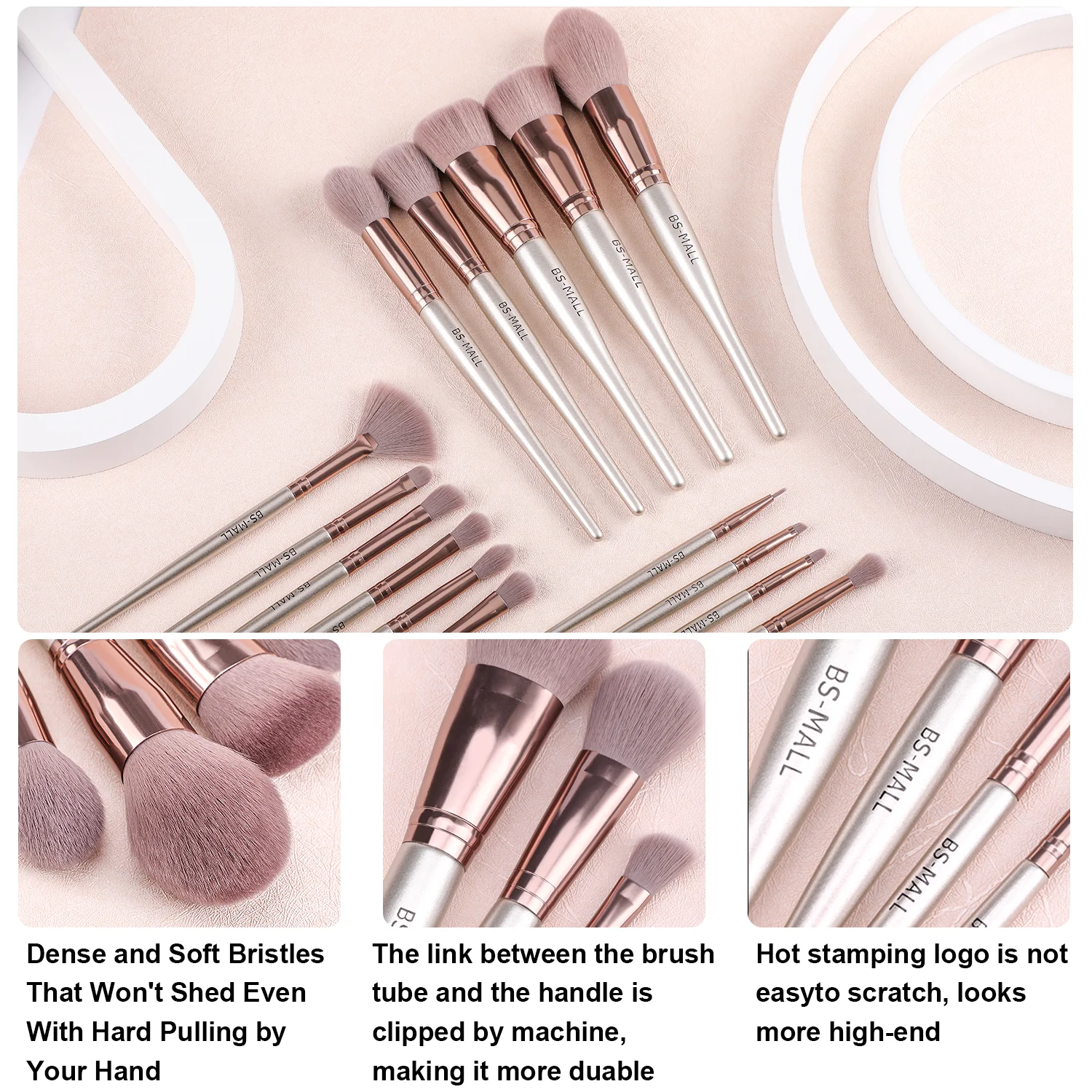 Luxury 15PCS Vegan Makeup Brushes OEM ODM Wholesale Synthetic Private Label Face Cosmetic Makeup Brush Set