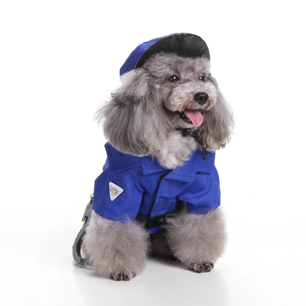 Cosplay police dog clothes dress up the dogs cats as a police dog coats with two legs disfraces perros halloween