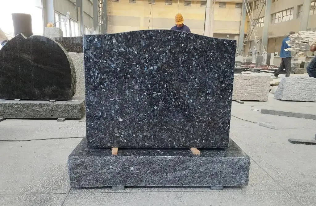 Hot Sell Blue Pearl Granite Marker/Upright Serp/Heart/Angle Headstones & Base Customized