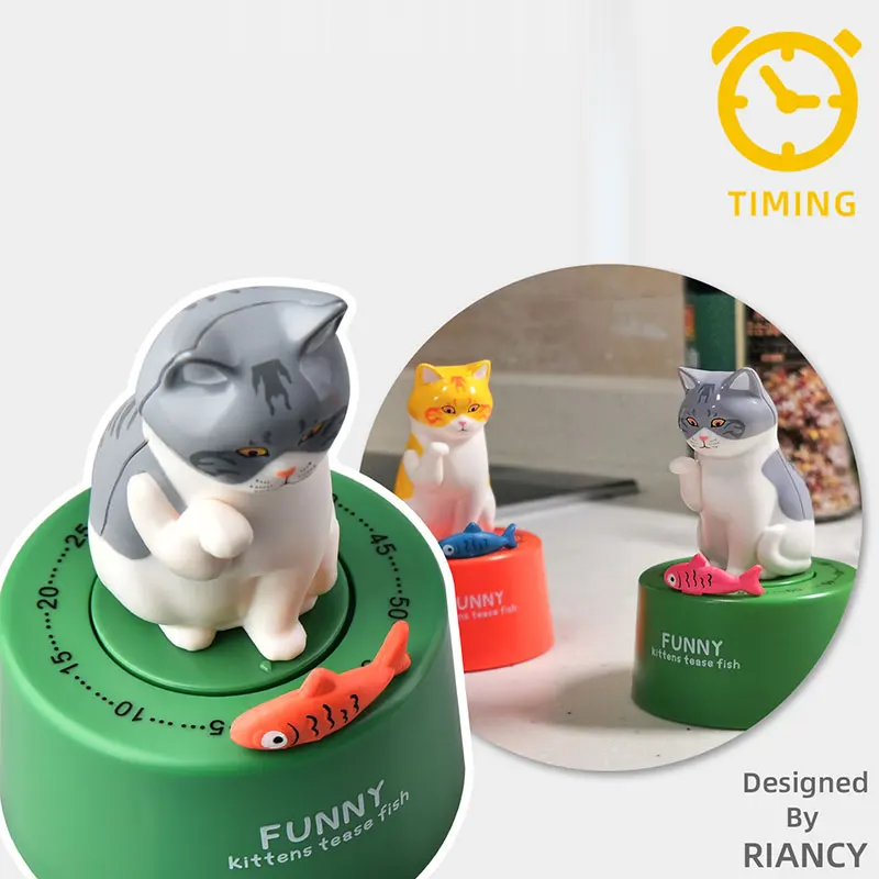 Kitty Cat Shape Cute Cooking Oven Timer Rotating Alarm 60 Minute Timer Count Down Mechanical Timer