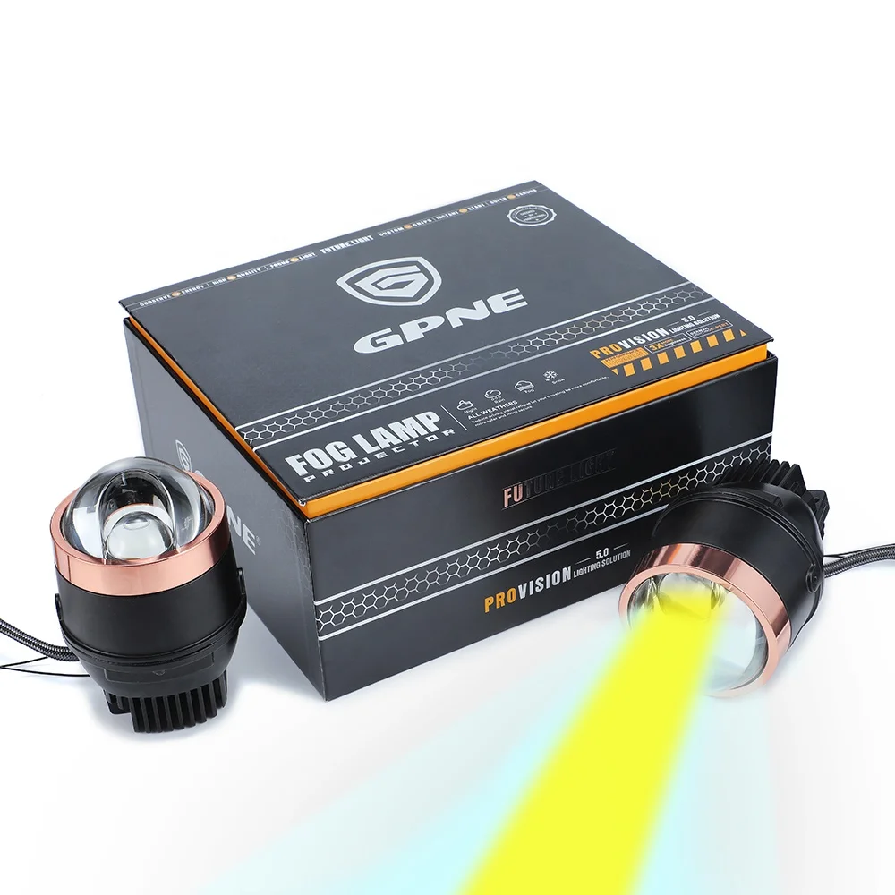 GPNE F9 Plus Fog Lamp with 3000K 4500K 6000K LED Light Projector Yellow Fog Lamp for Car Compatible with Multiple Models