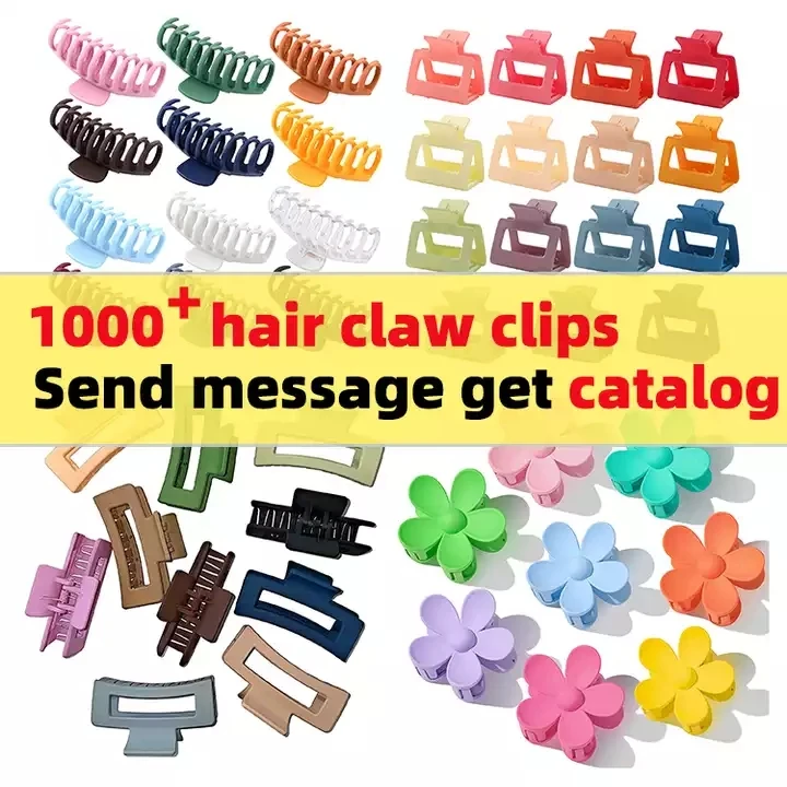 OEM Wholesale new fashion custom logo colors packaging set plastic women hair claw clips large hair accessories