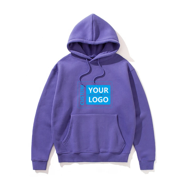 Мужские высококачественные однотонные толстовки большого размера с логотипом на заказ