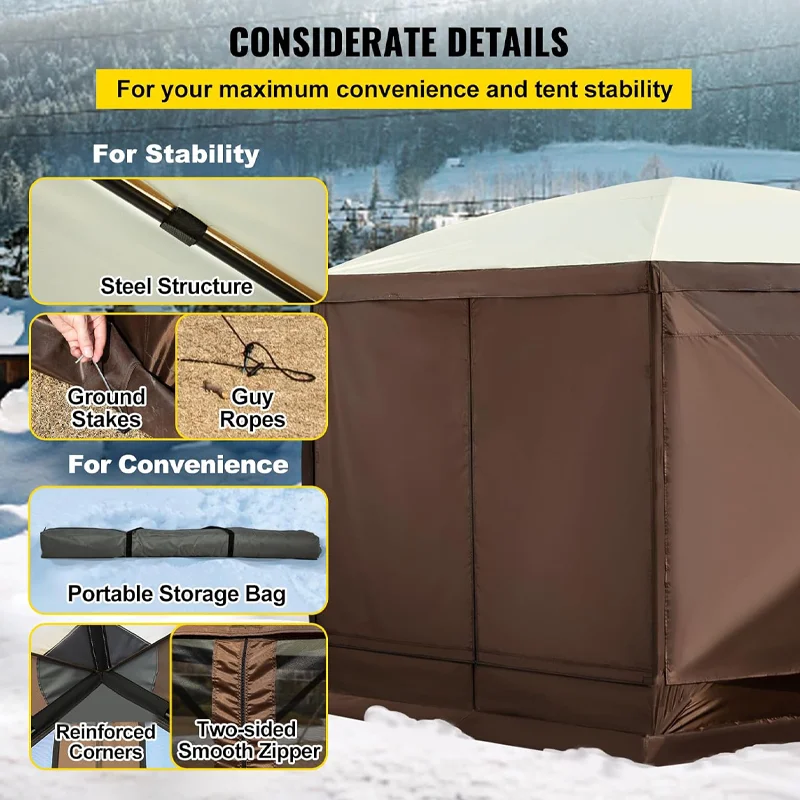 Outdoor Awning Tent Large Families Outdoor Entertainment Waterproof Portable Gazebos mosquito net Camping Hiking