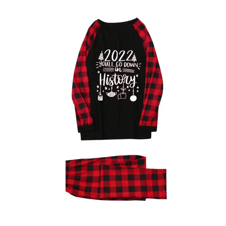 2022 Holiday Xmas Red And Black Plaid Pjs Nightwears Matching Jammies Printing Pyjama Merry Christmas Pajamas Set For Family