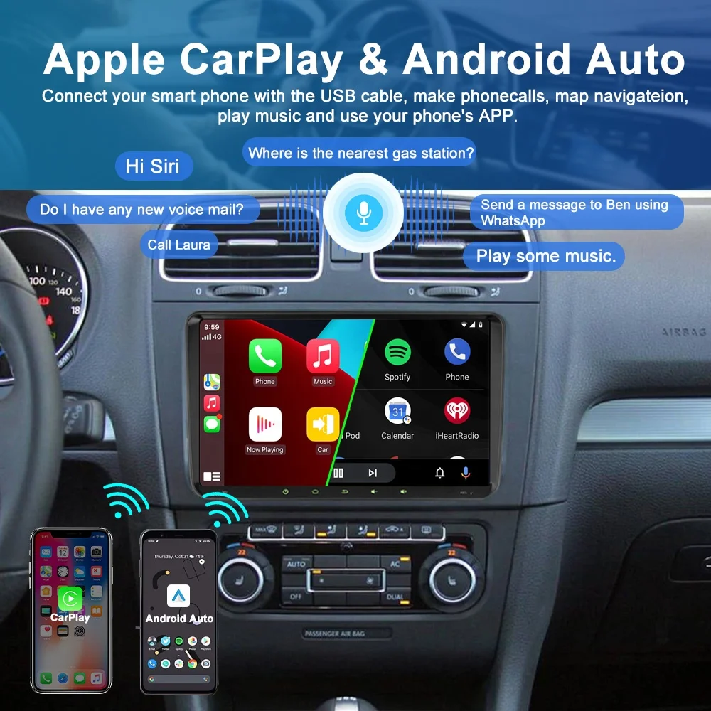 Wholesaler Factory Price 9 Inch Touch Screen Ram 2GB Rom 32/64GB Wifi DSP Radio Android Auto Carplay For VW 2Din Car DVD Player