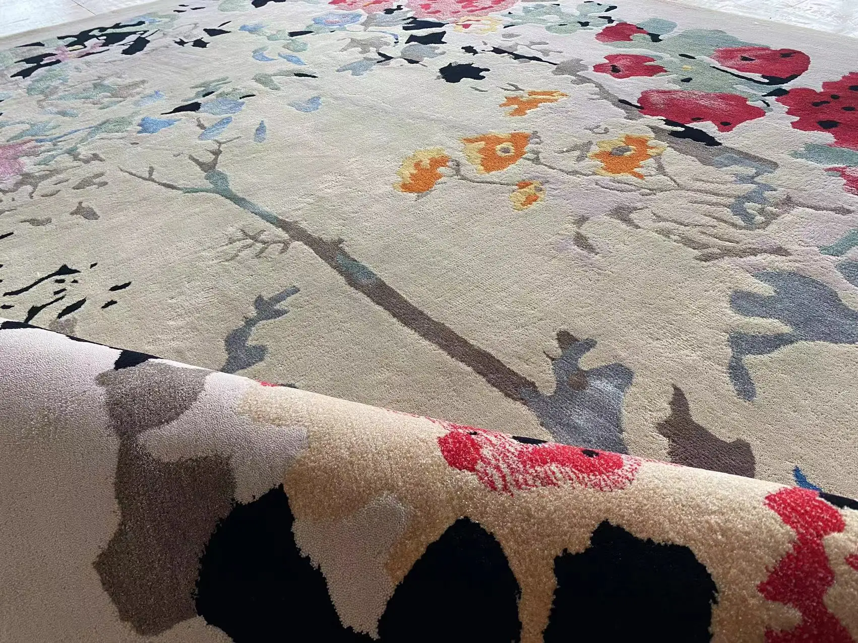 Custom Hand Tufted Wool Rugs and Carpet for Bedroom Luxury Villa Living Room Rose Color Carpet