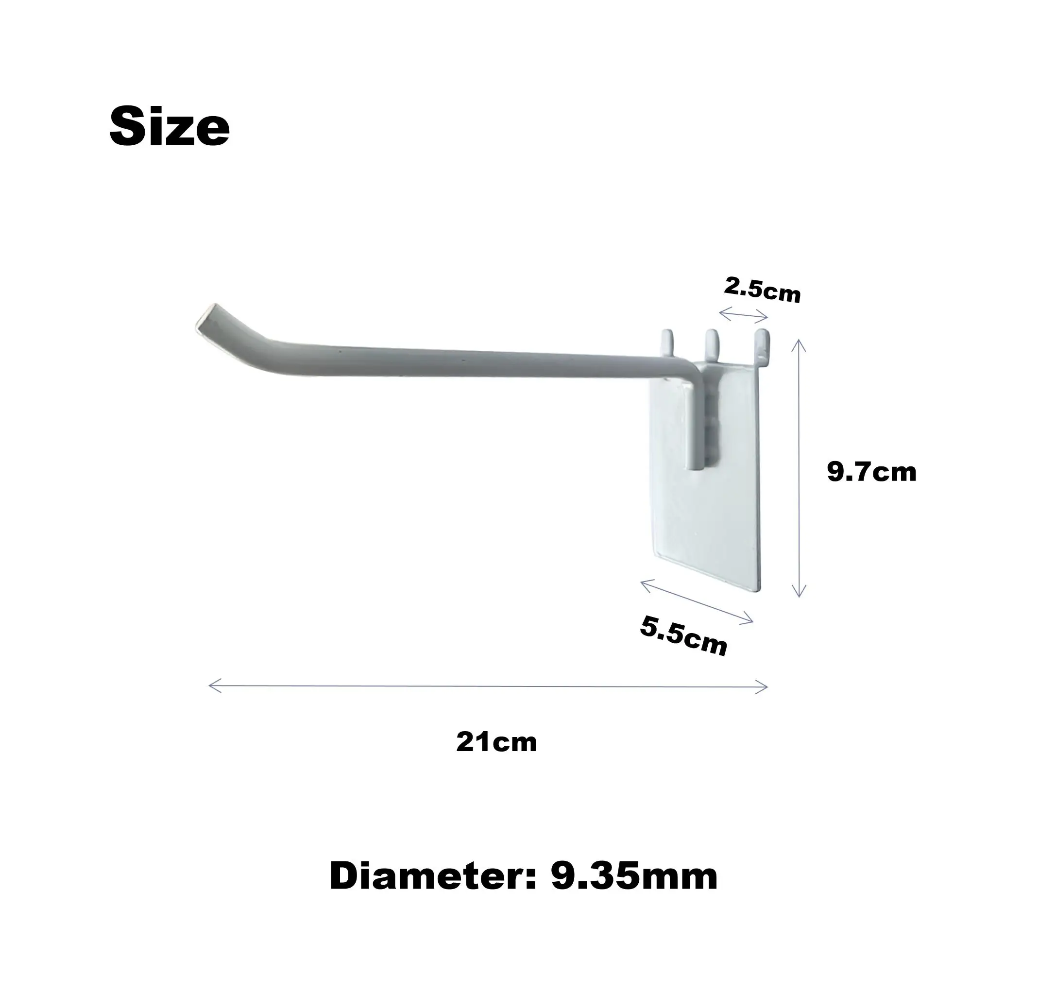 8 INCH Heavy Duty 3 Prong Supermarket Display Hook White Pegboard Hanger Extra Thick