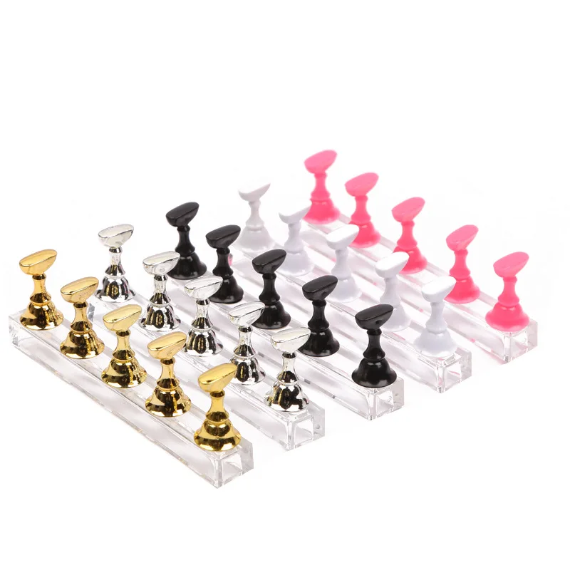 Acrylic nail art gel polish display stand practice tips scalar screw drill holder magnetic nail tip holder