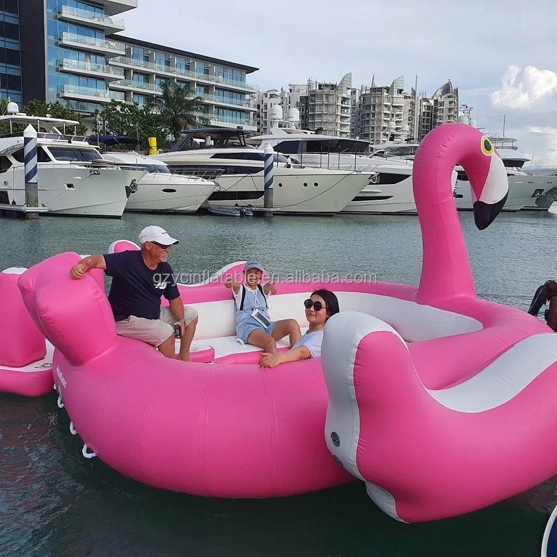 Guangzhou custom giant floating inflatable flamingo 6 person for water park