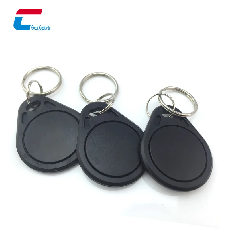 Customized Design NFC RFID Keyfob MIFARE Plus 4K Black Keyfobs Access Control RFID Keychain
