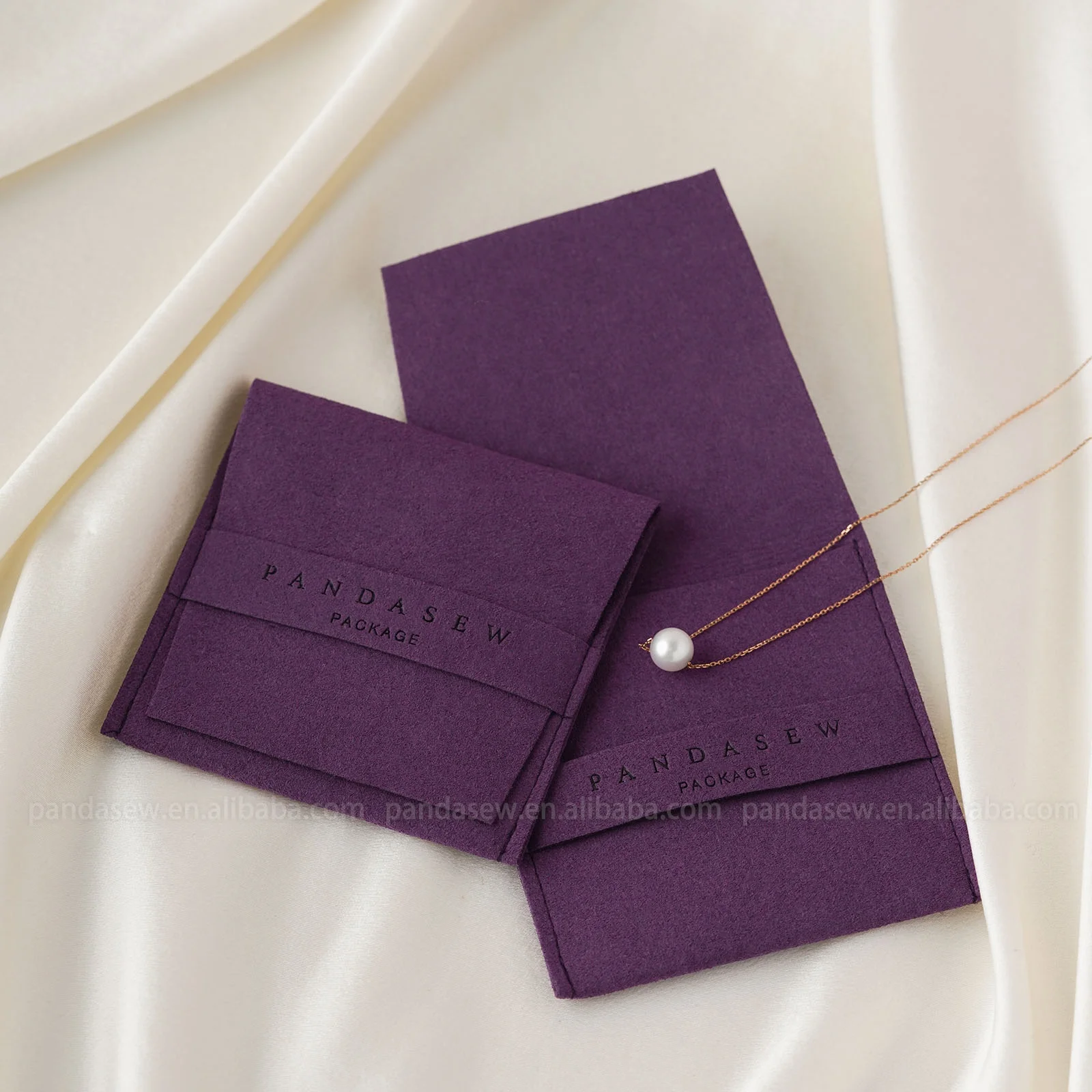 PandaSew microfiber thickened jewelry bags earrings necklaces ring jewelry storage gift packaging with custom logo