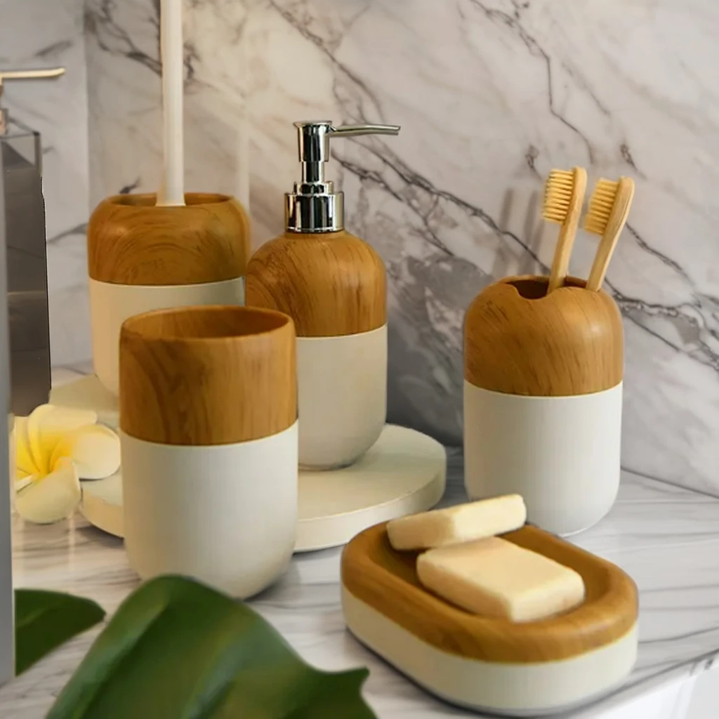 ASPIRE Modern Design 5-pcs Plastic Bathroom Accessory Set New Bathroom Sets