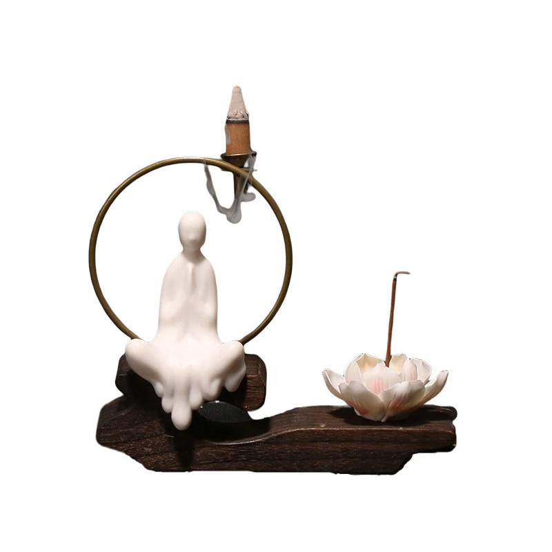 Wholesale Exquisite Ceramic Waterfall Incense Burner Luxury Buddha Backflow Zen Incense Holder