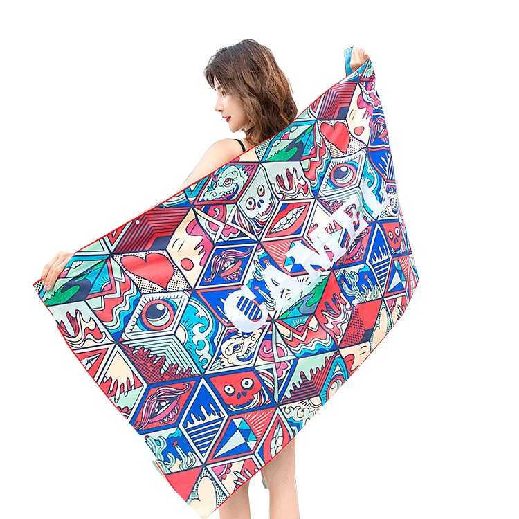 New Style Cheap Wholesales Custom Print Sublimation Microfiber Polyester Beach Towell Embroidery Robe