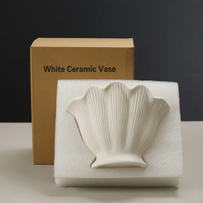 2024 New Classic Shell Shape Flower Vase, Modern Home Office Hotel decorative Vase, Table for Hotel Ceramic Vase