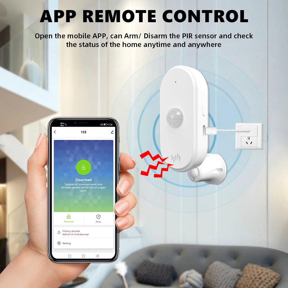 Smart Home Security PIR Sensor Anti Theft Infrared Motion Sensor Tuya WIFI PIR Detector with 80db Alarm Sound