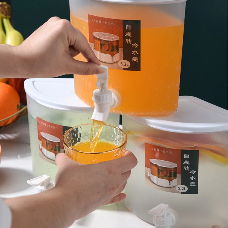 CX414 High Capacity Rotating Drinking Water Dispenser Juice Jug with 3 Taps Lemonade Cold Water Kettle