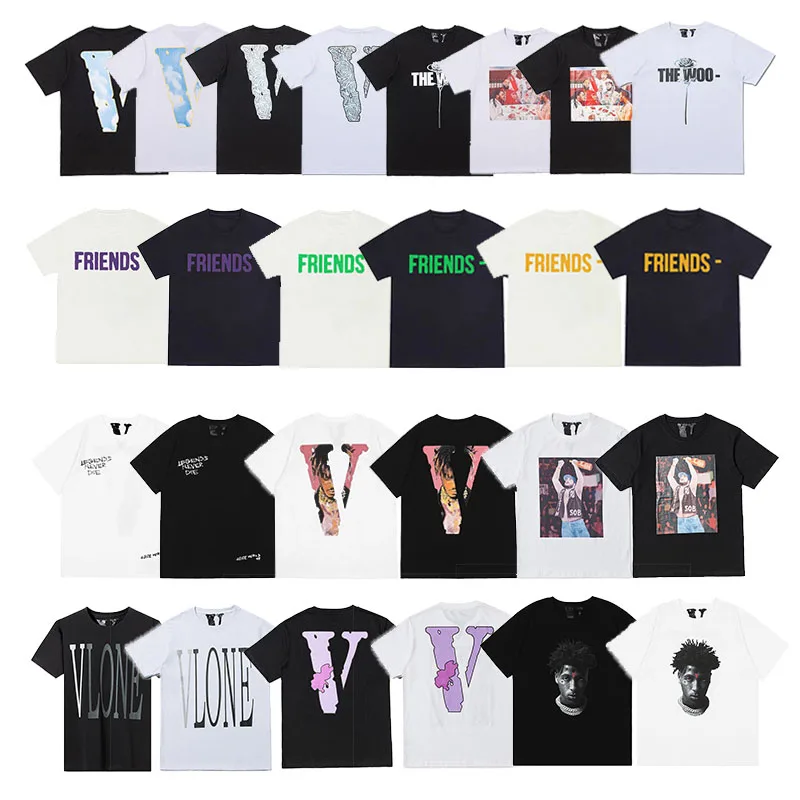  New High Grade Men T shirt Vlon Reflective Big V Printed Diamond Unisex Short Sleeved Lone Shirt