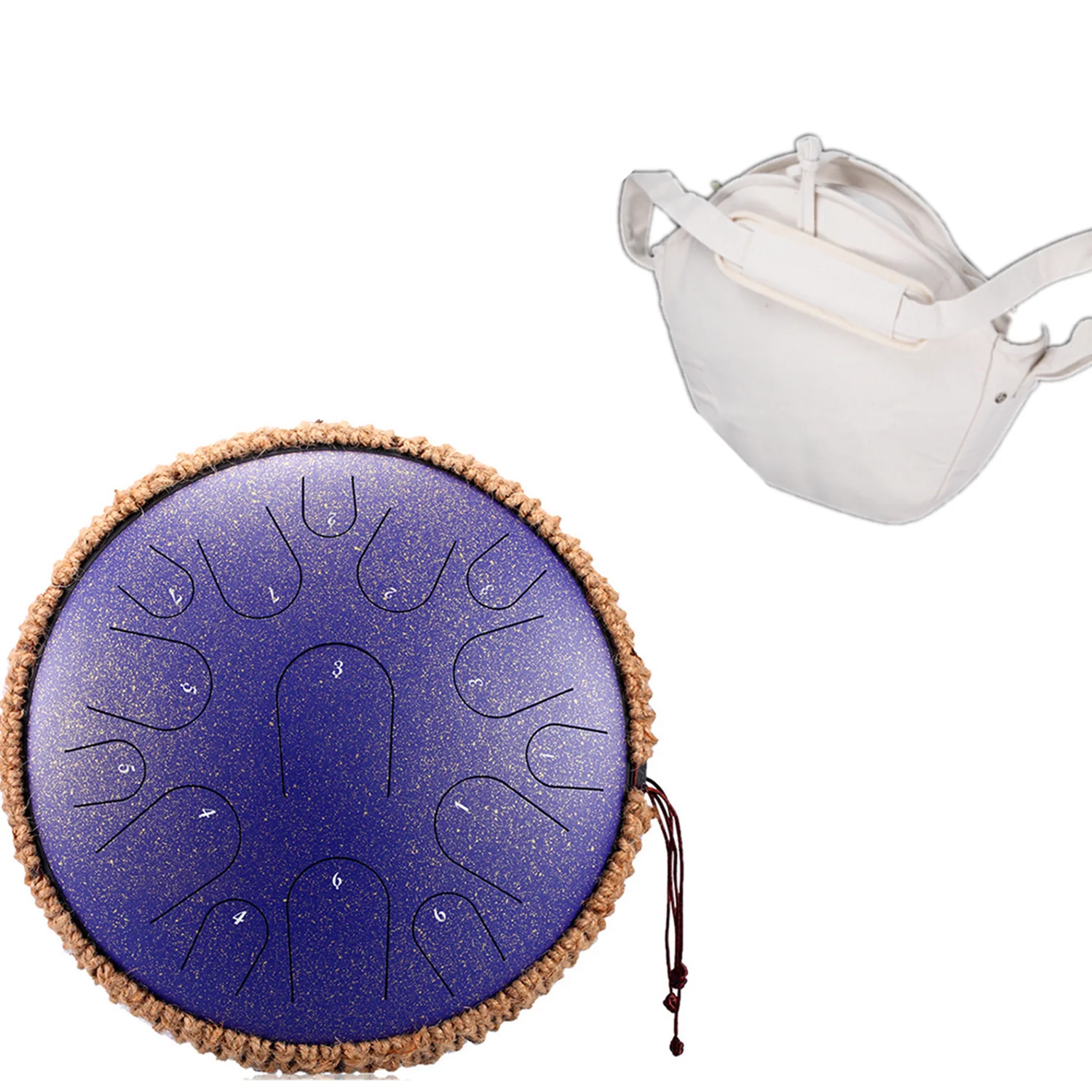 
13 Inch 15 Notes Percussion Drum,Mini Percussion Instrument Hand Pan Drum Alloy Steel Tongue Drum Handpan 