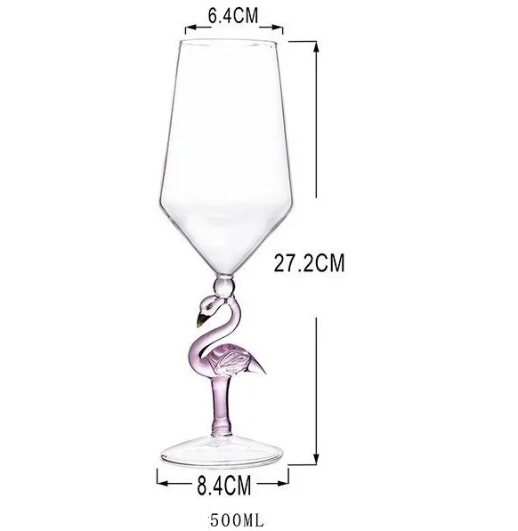 Tall cocktail glass, flamingo shaped red wine glass, tall champagne glass