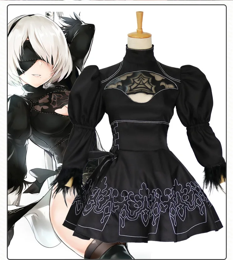 Хит продаж, аниме Полный комплект одежды для косплея NieR:Automata 2b, оптовая продажа костюмов