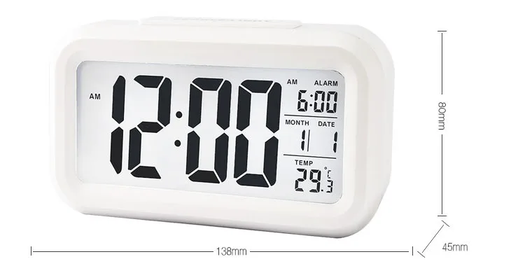 HOT  sale  Digital Alarm Clock   LCD Display Snooze Electronic Clock  Sensor Nightlight Office Table Clock