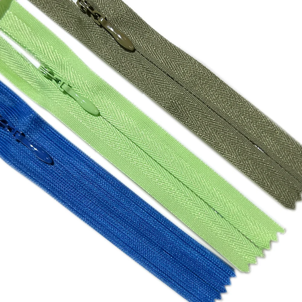 High Quality OEM Direct Factory Sale Colorful Smooth Zipper Invisible Zipper Garments Nylon Invisible Zipper For Dress